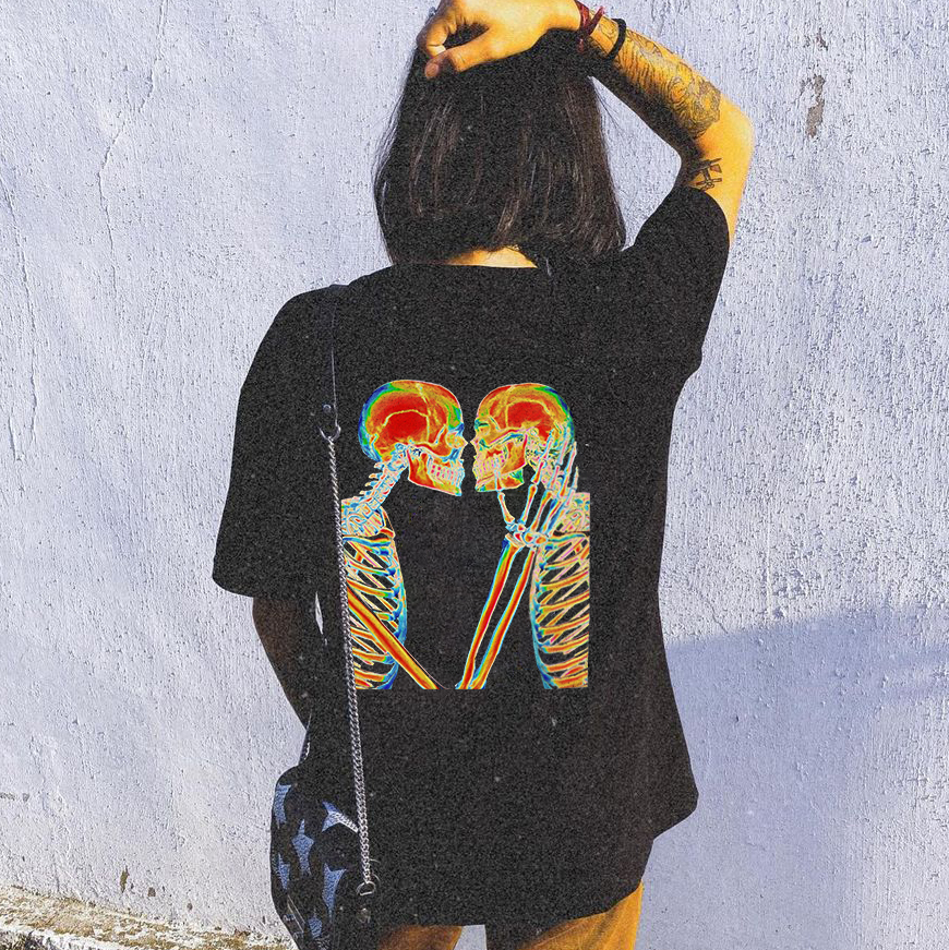 Skull Couple Print T-shirt