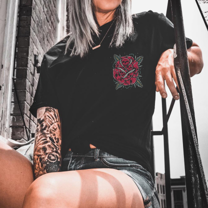 Skull Rose Printed Women's T-shirt