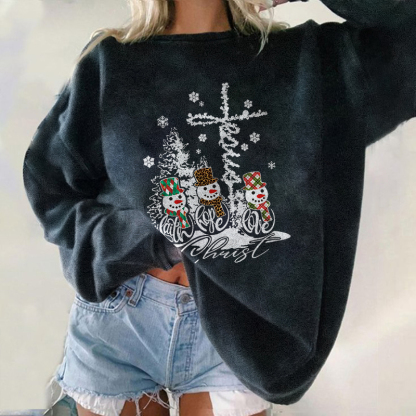Snowmans And Snowflake Christmas Sweatshirt