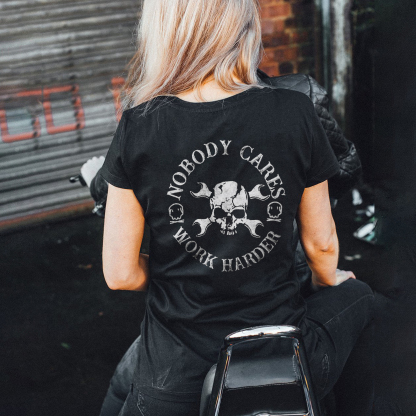 WORK HARDER skull print t-shirt