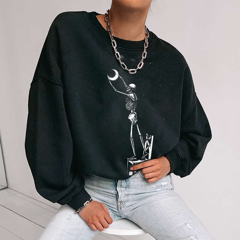 Skeleton And Moon Sweatshirt