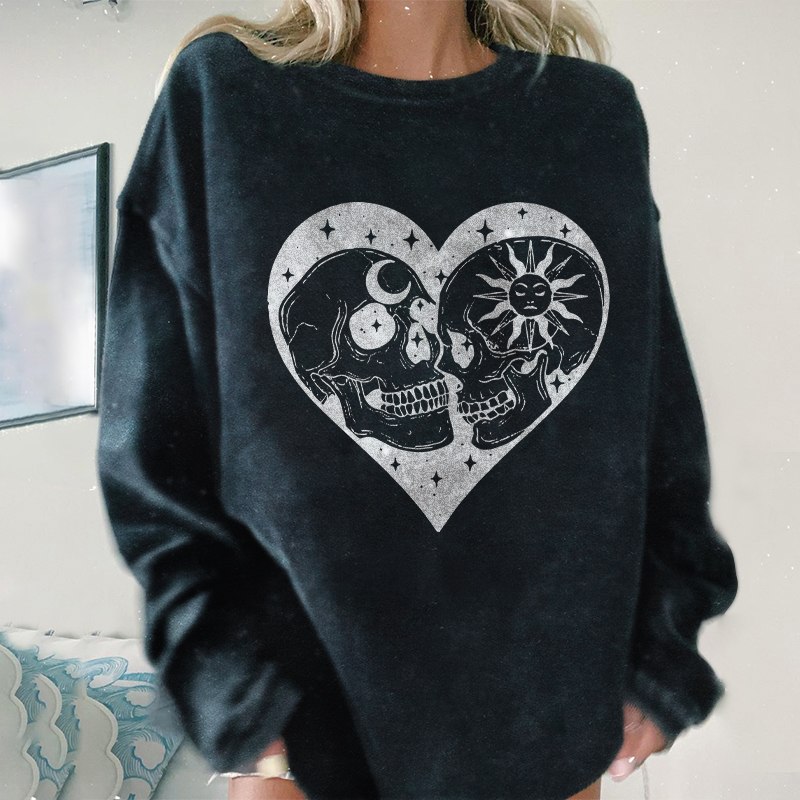 There Are Two Skulls Inside The Heart Sweatshirt