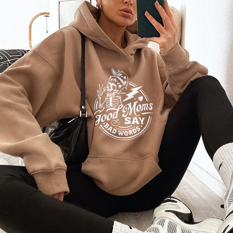 Good Moms Say Bad Words Skull Hoodie