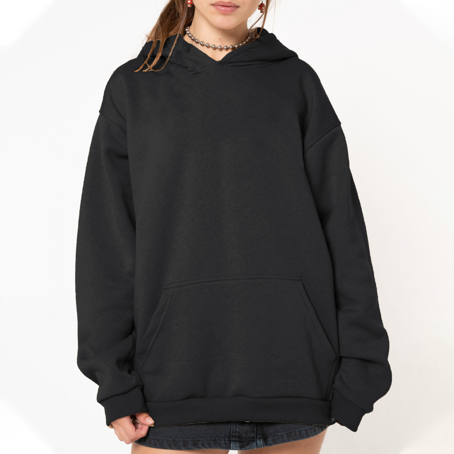 Never Better Skull Print Loose Hoodie