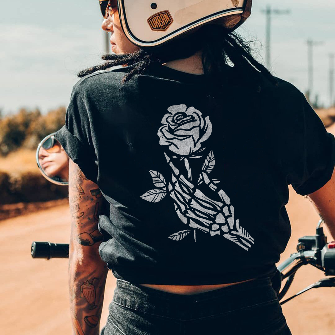 Fashion Flower And Skull T-shirt