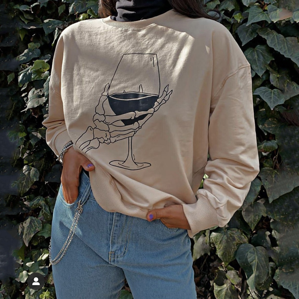 Wine Skull Casual Sweatshirt