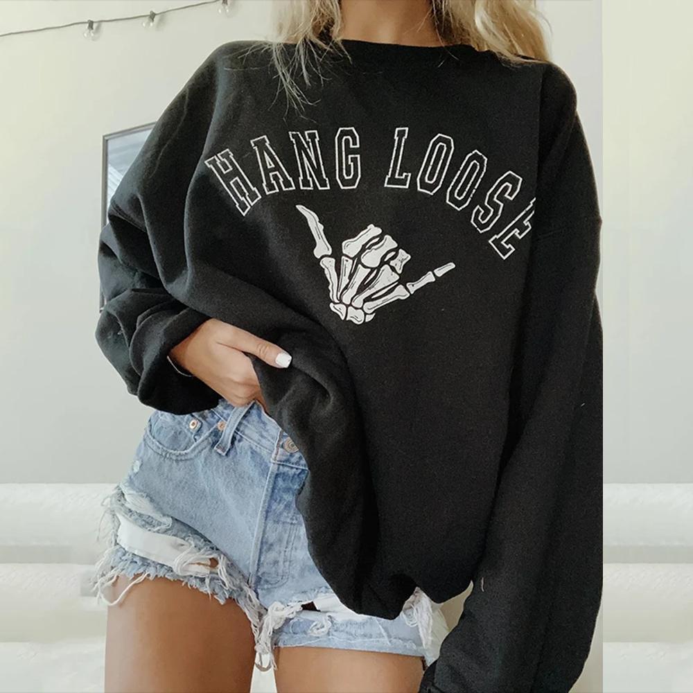 Skull finger print casual sweatshirt