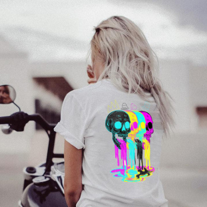 Creative colorful skull print t-shirt