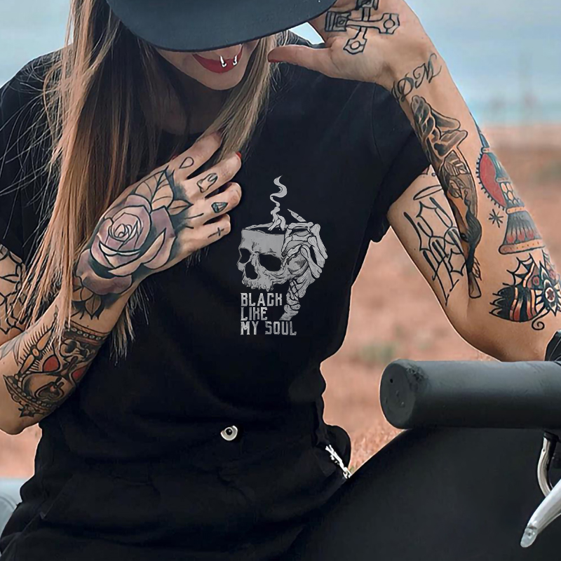 Black Like My Soul Skull T-shirt