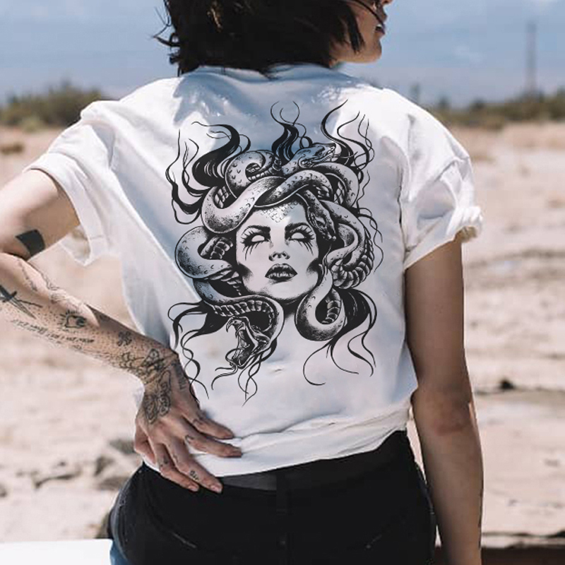 Vintage Medusa Printed Casual Women T-shirt