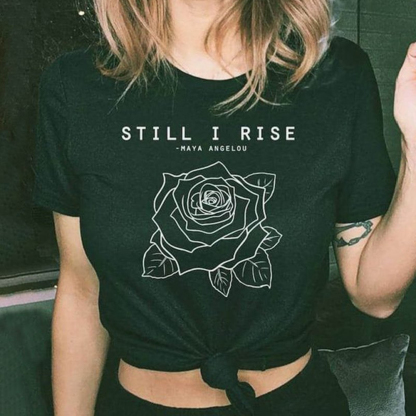 Letter Rose Print T-shirt