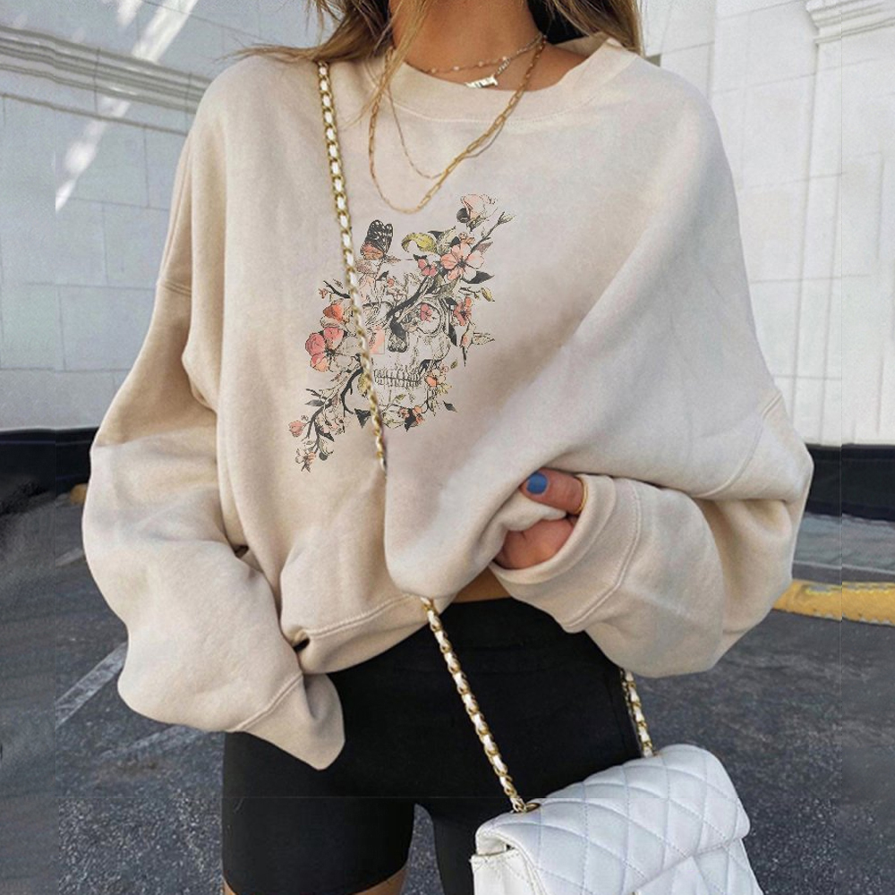 Butterfly Flowers Skull Sweatshirt