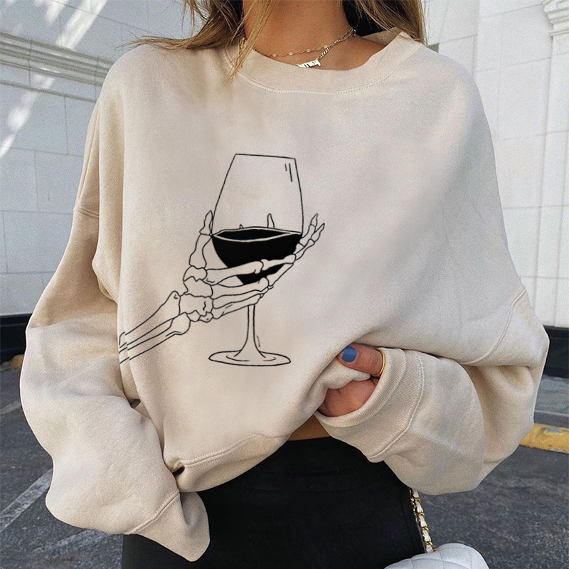 Wine Skull Casual Sweatshirt