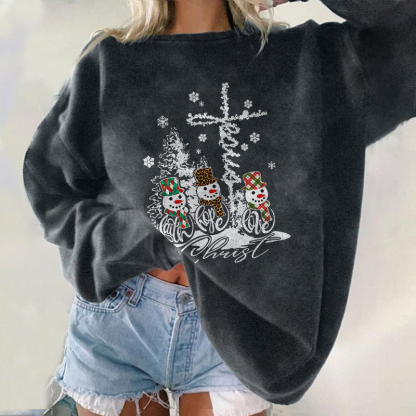 Snowmans And Snowflake Christmas Sweatshirt