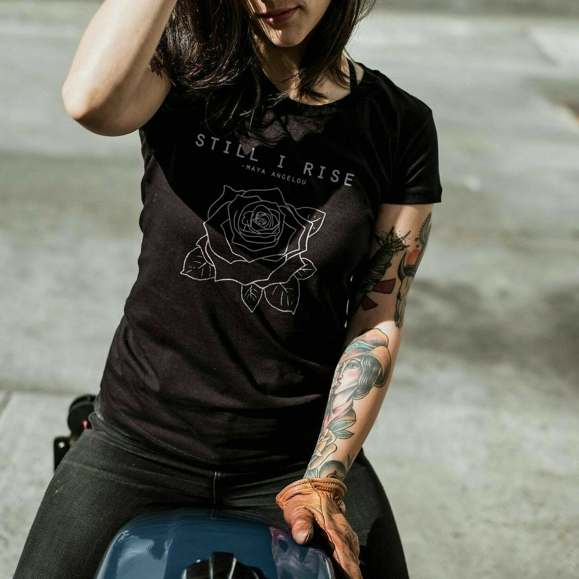 Letter Rose Print T-shirt