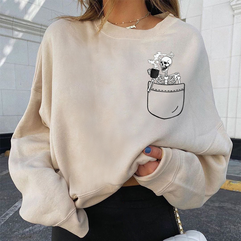 Skull In Fake Pocket Print Sweatshirt