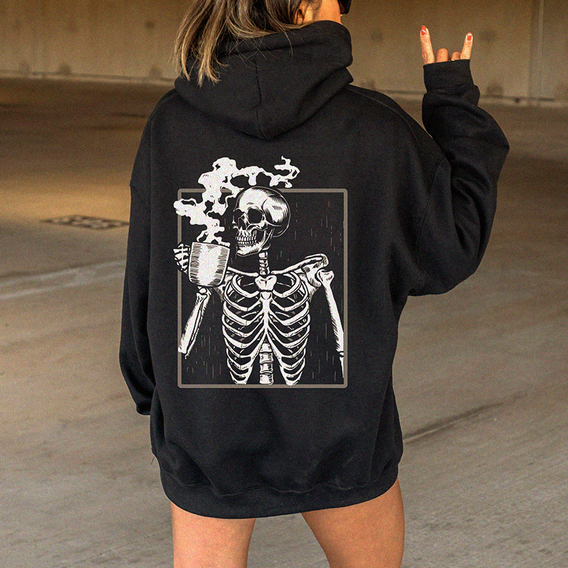 Skeleton Drinking Coffee Hoodie