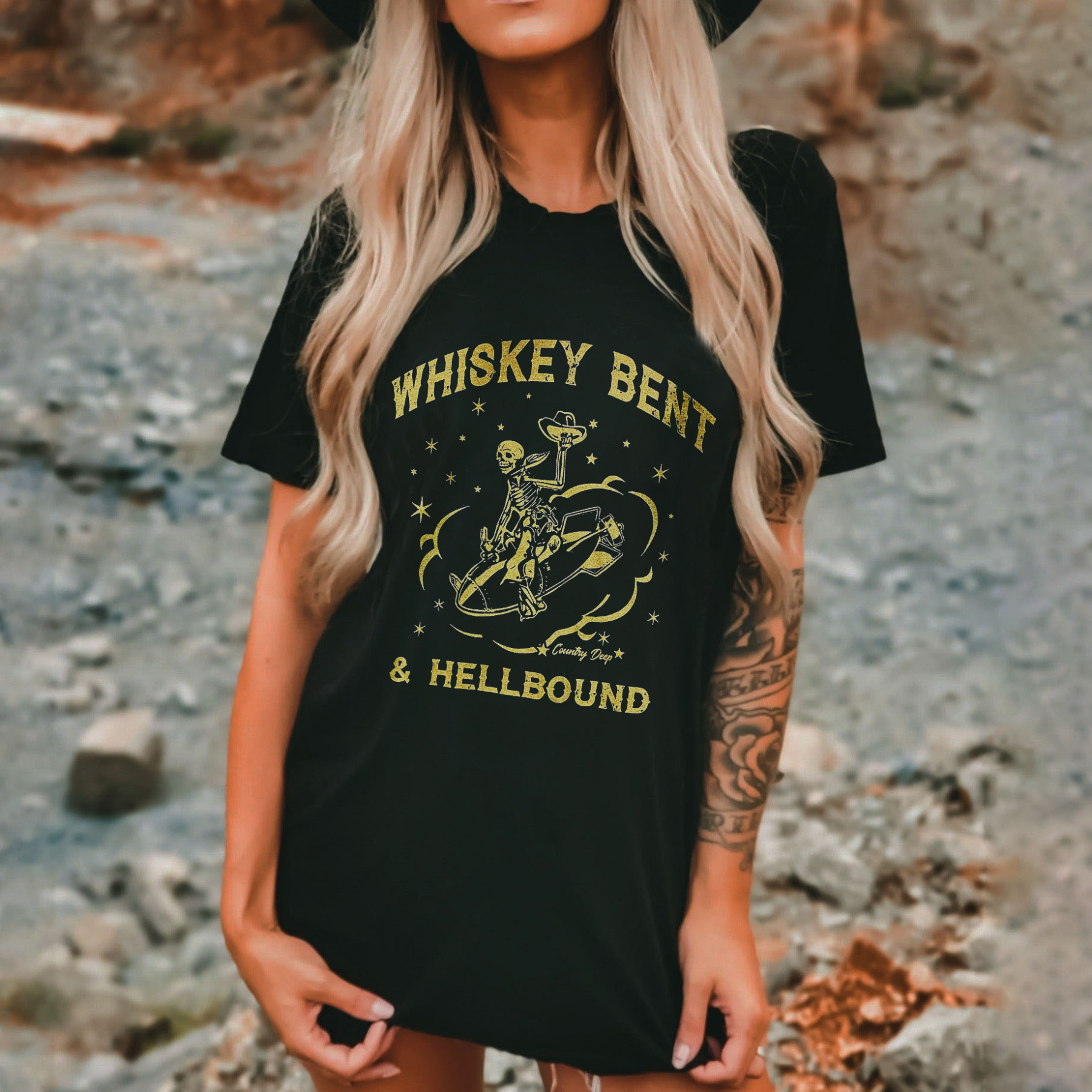 Whiskey Bent &Hellbound Sketelon T-shirt