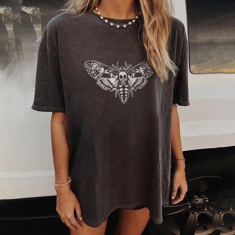 Minnieskull Skull Moth Printed T-shirt