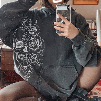 Flowers And Skull Hoodie