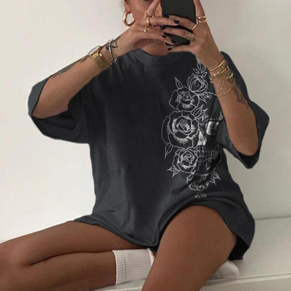 Skeleton And Flower T-shirt