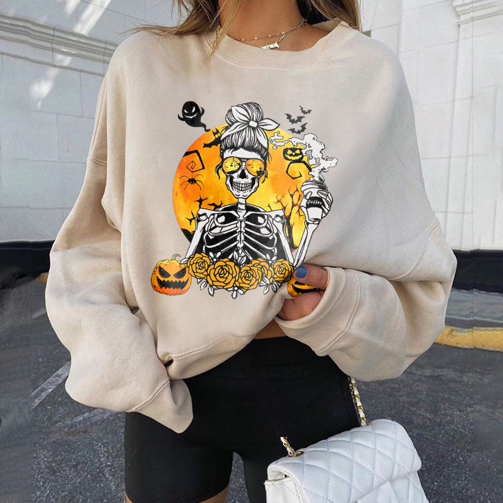 Halloween Sketelon Pumpkin Sweatshirt