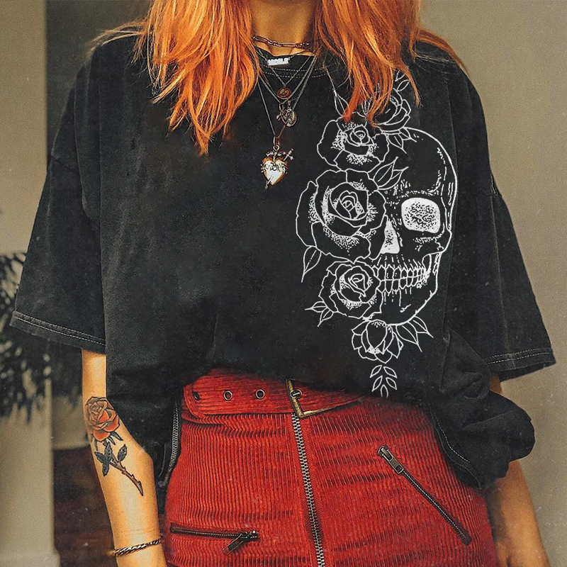 Skull And Flower T-shirt