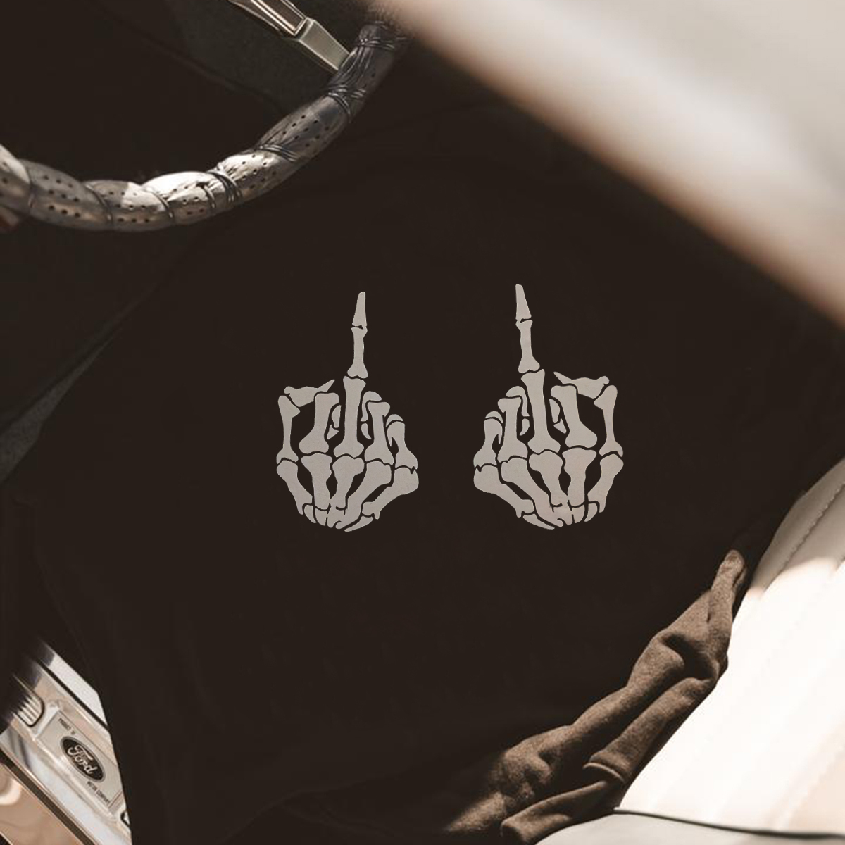 Skeleton Hand Gesture Black Sweatshirt