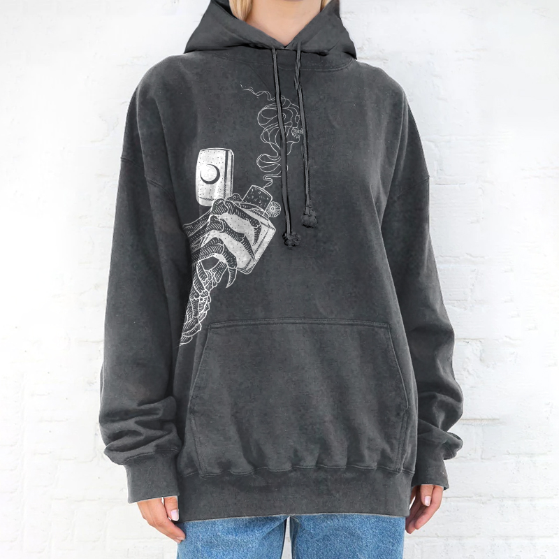 Skull hand print hoodie