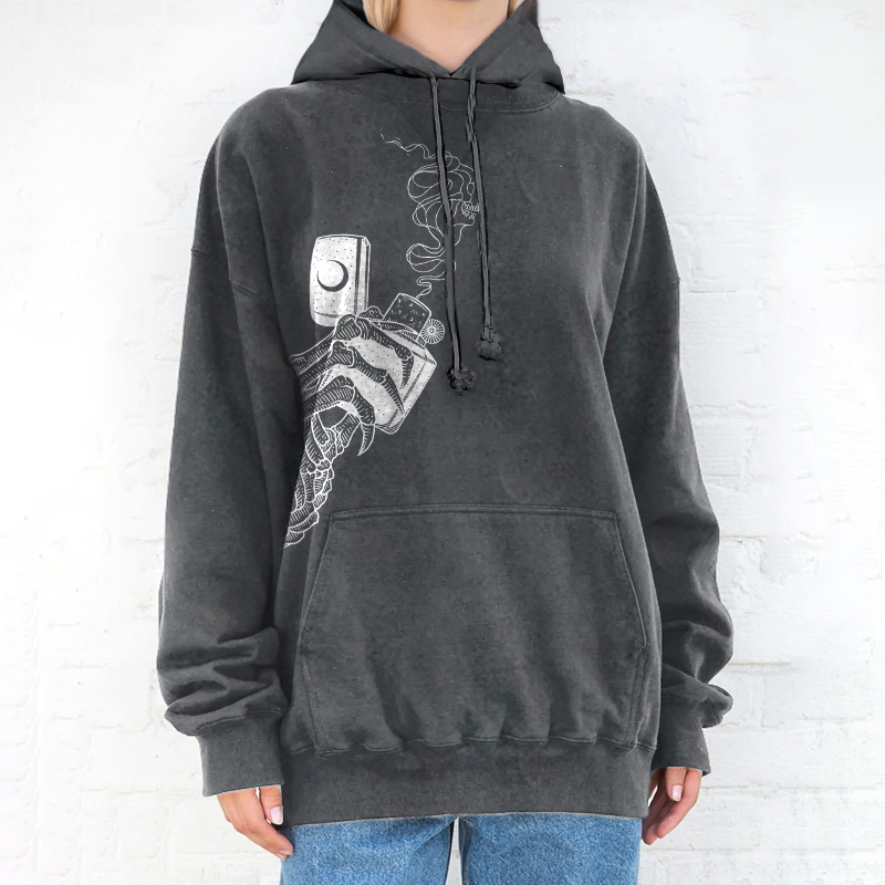 Skull hand print hoodie