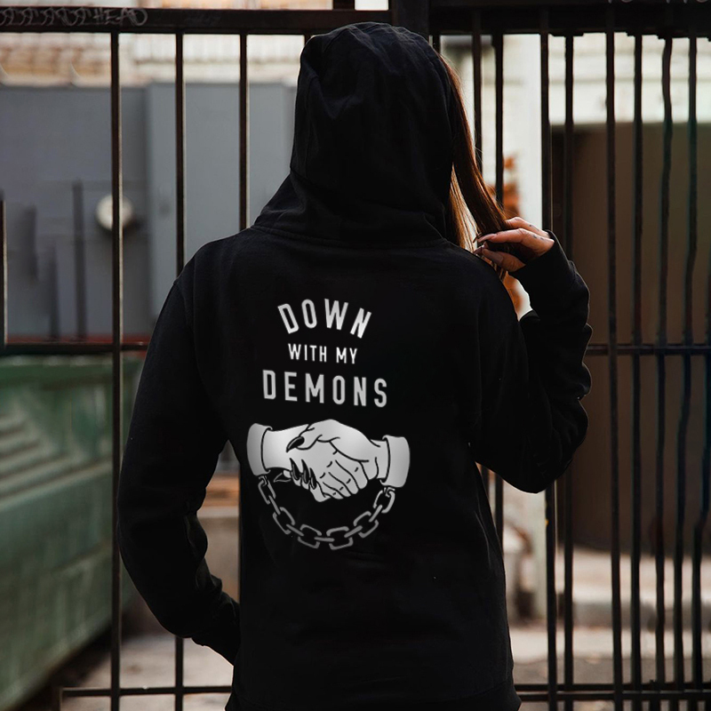Down With My Demons Printed Women Hoodie