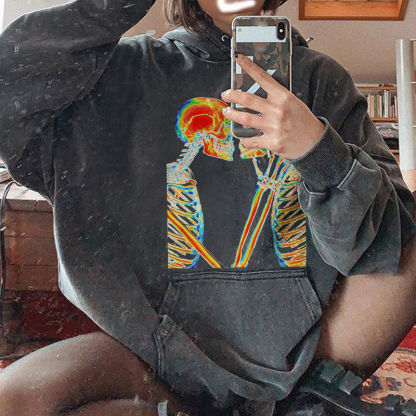 Skull Couple Print Hoodie