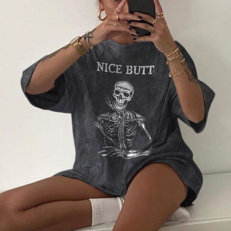 NICE BUTT skull print t-shirt