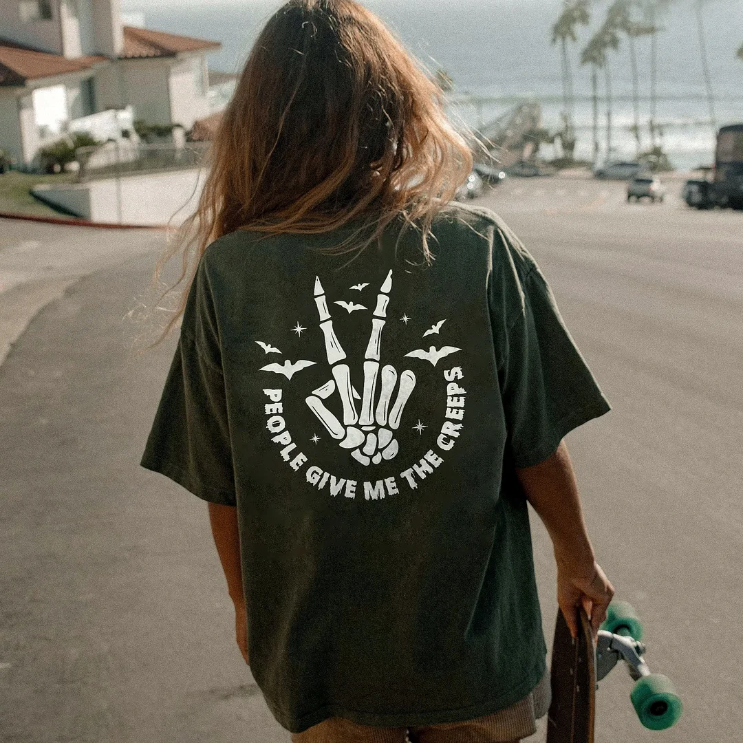 People Give Me The Creeps Sketelon T-shirt