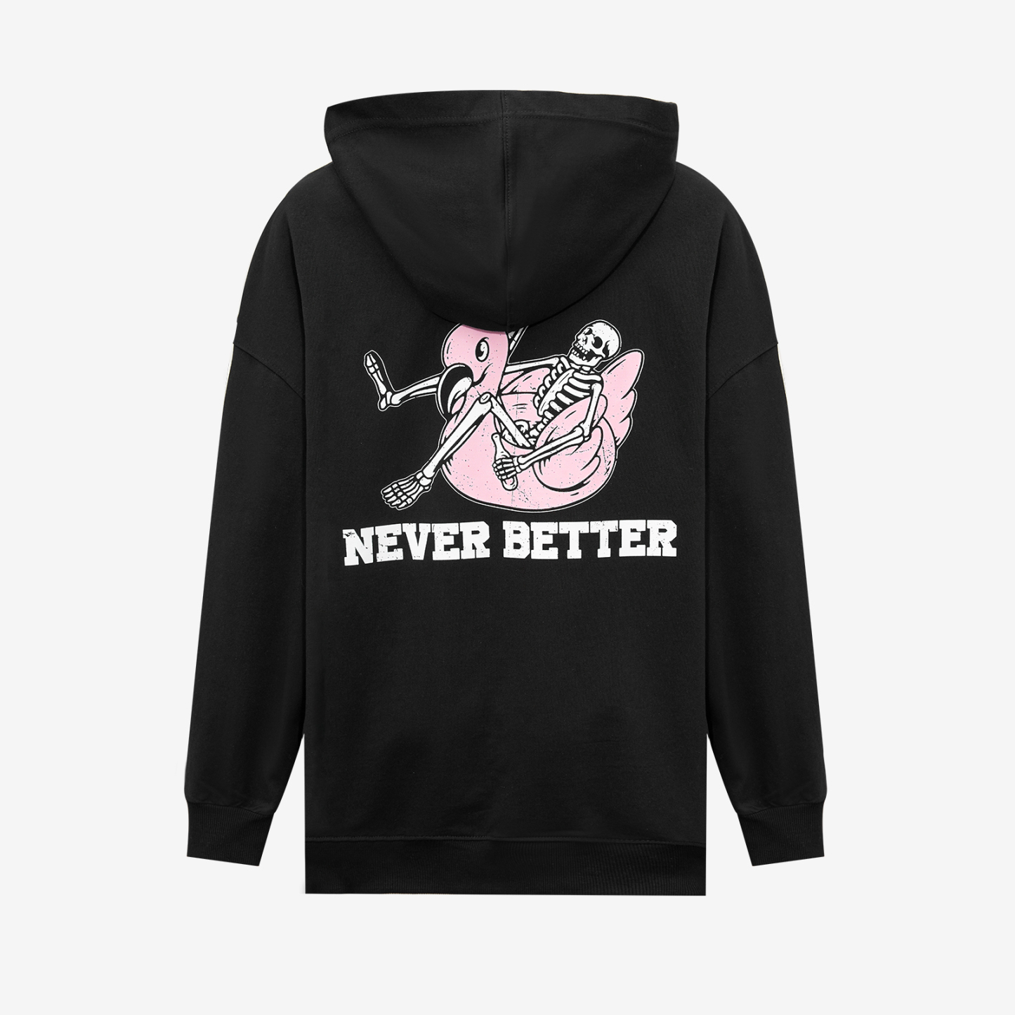 Never Better Skull Print Loose Hoodie