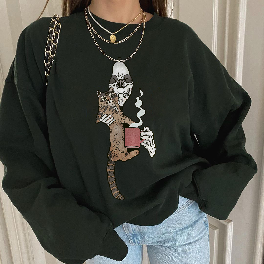 Skeleton And Cat Sweatshirt