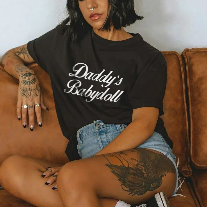 Daddy's Babydoll Print T-shirt