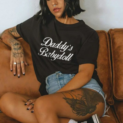 Daddy's Babydoll Print T-shirt