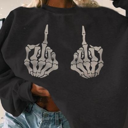 Skeleton Hand Gesture Black Sweatshirt