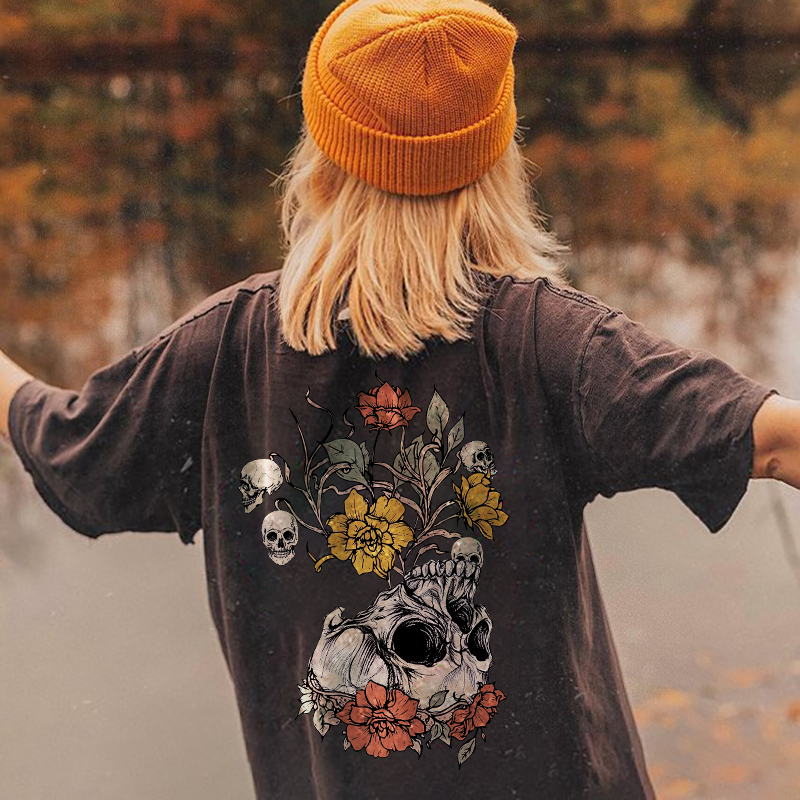 Skeleton And Flower T-shirt