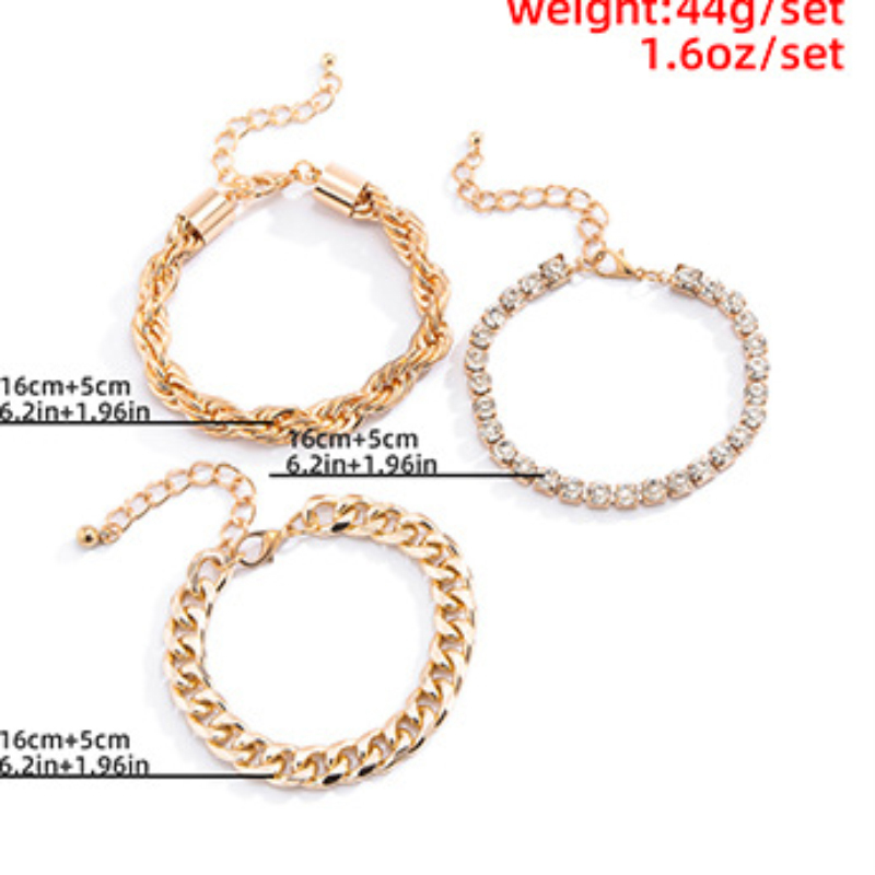 Twist chain with diamond all-match fashion bracelet set