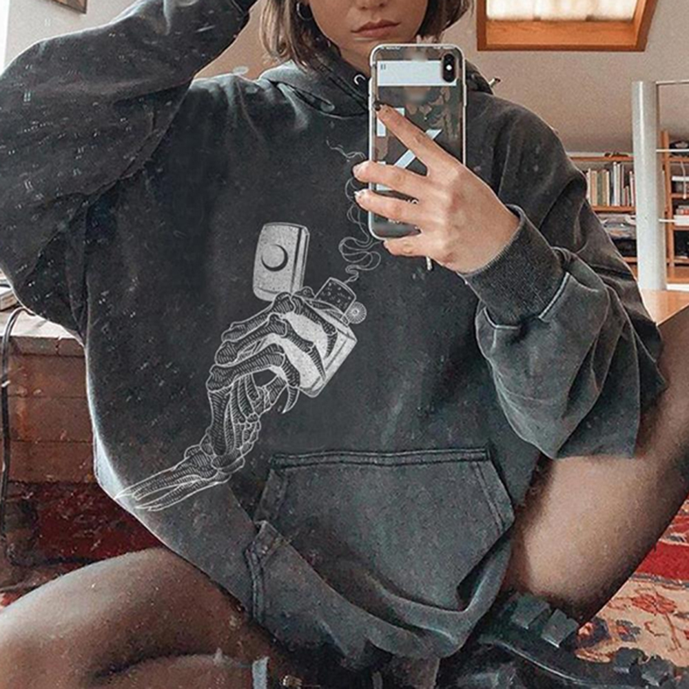 Skull hand print hoodie