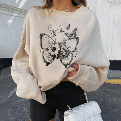 Butterfly And Flower Sweatshirt