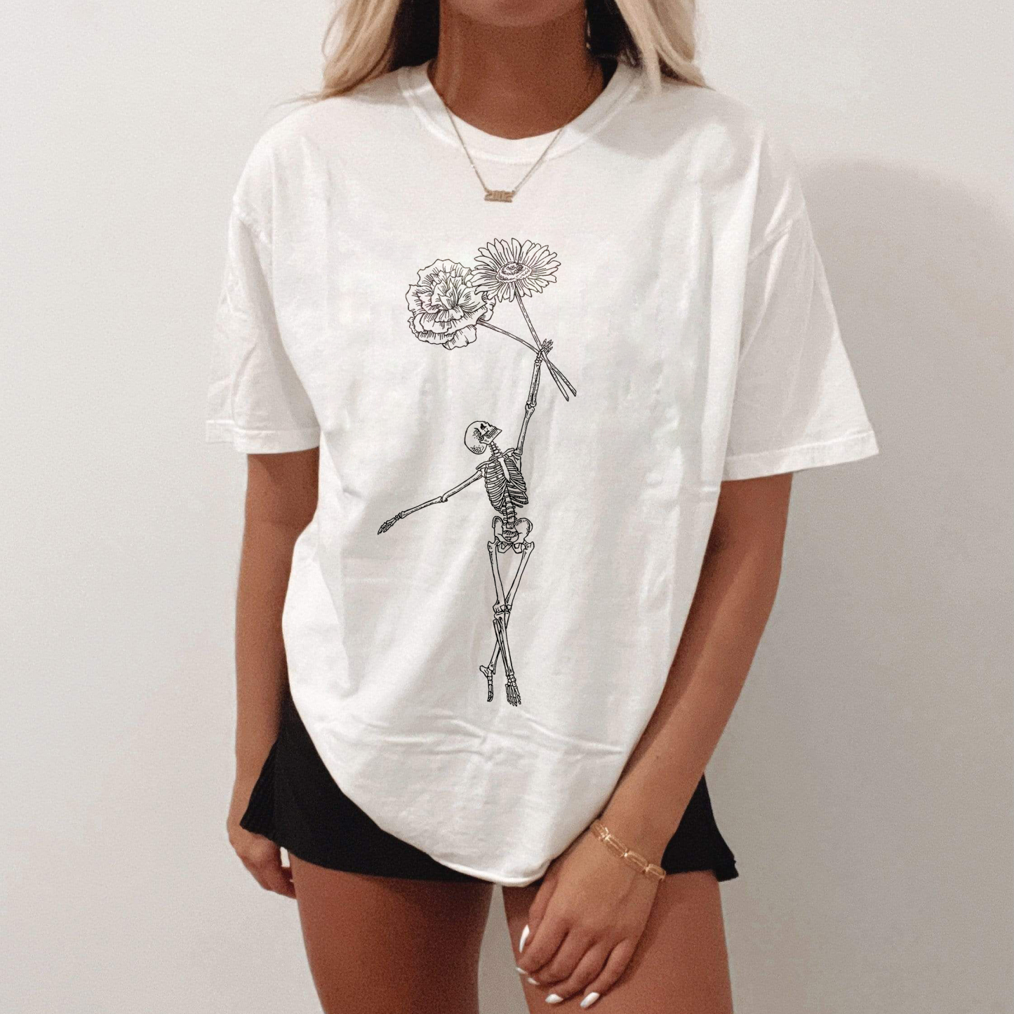 Dancing Skull With Flower T-shirt
