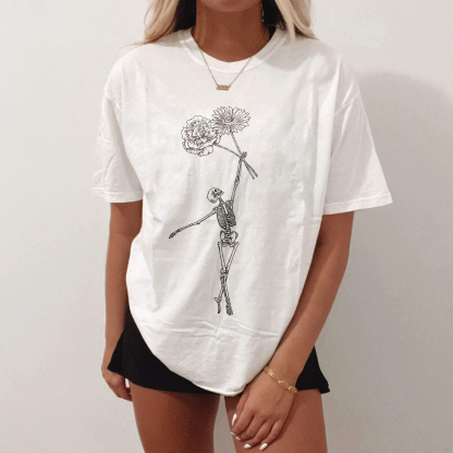 Dancing Skull With Flower T-shirt