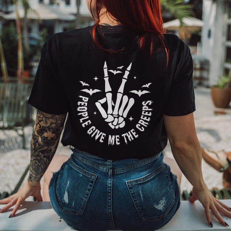 People Give Me The Creeps Sketelon T-shirt