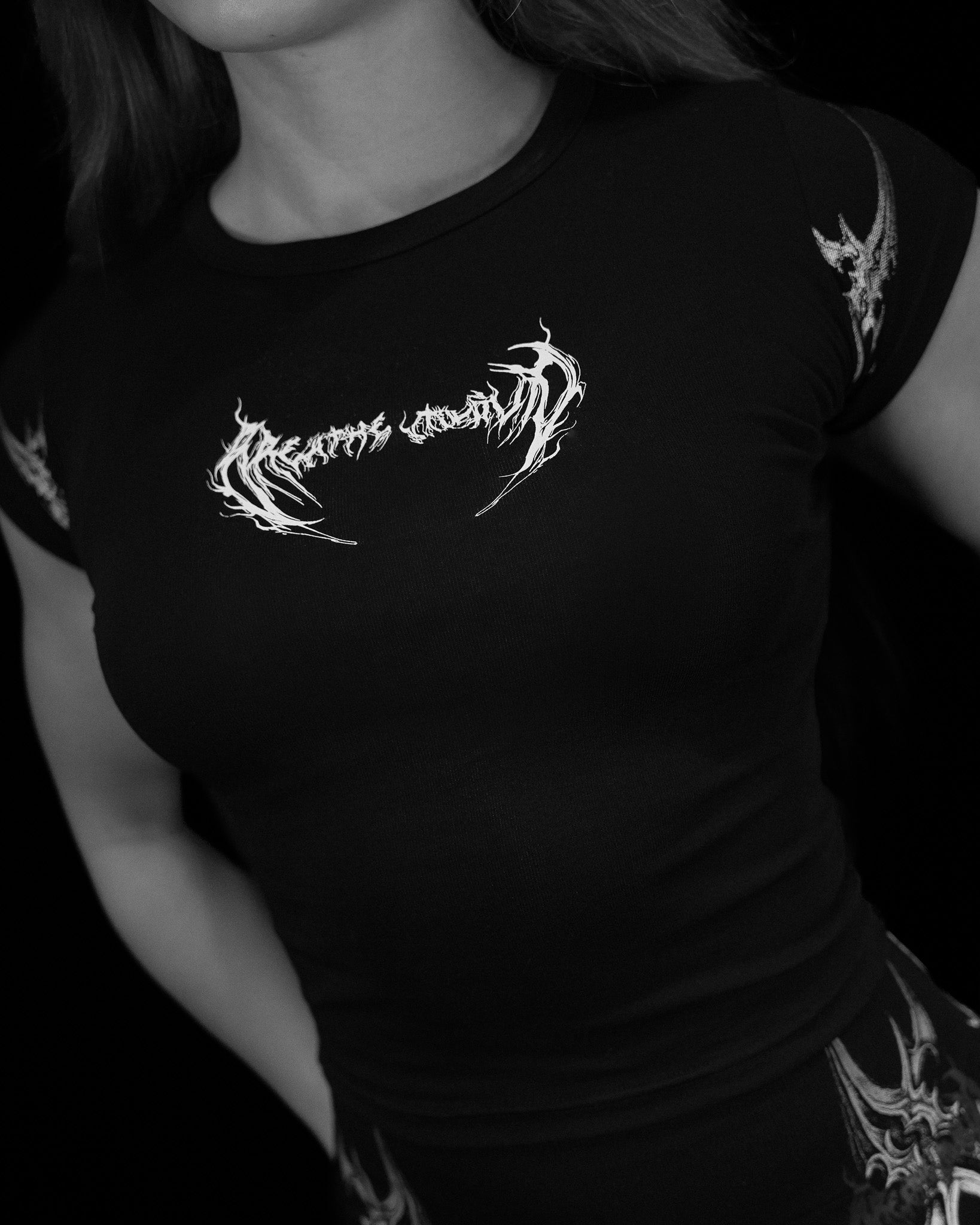 Womens Valkyrie Baby Tee VOID BLACK