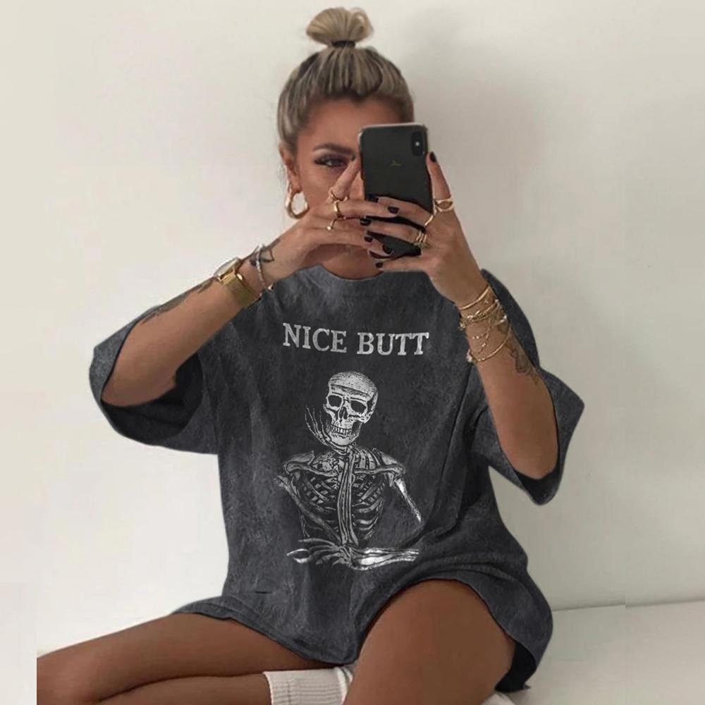 NICE BUTT skull print t-shirt