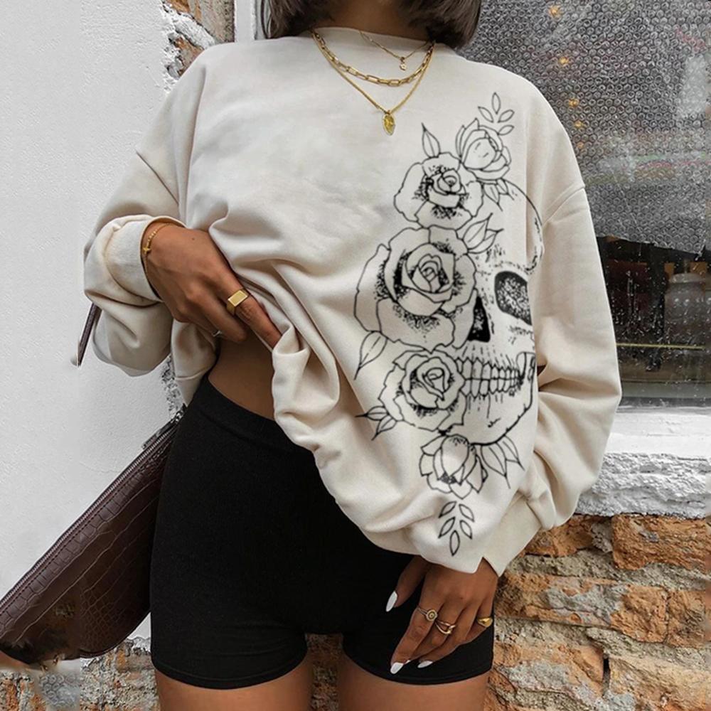 Vintage skull floral print sweatshirt