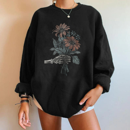 Flowers and Sketelon Sweatshirt